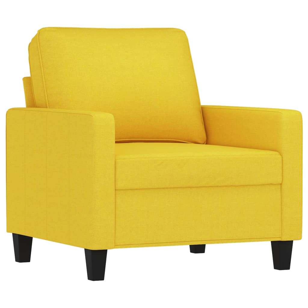 3-delige Loungeset met kussens stof lichtgeel – afbeelding 3