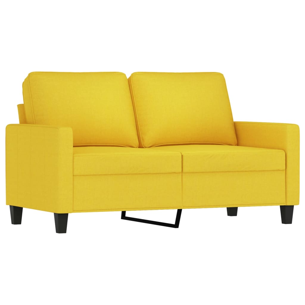 3-delige Loungeset met kussens stof lichtgeel – afbeelding 4