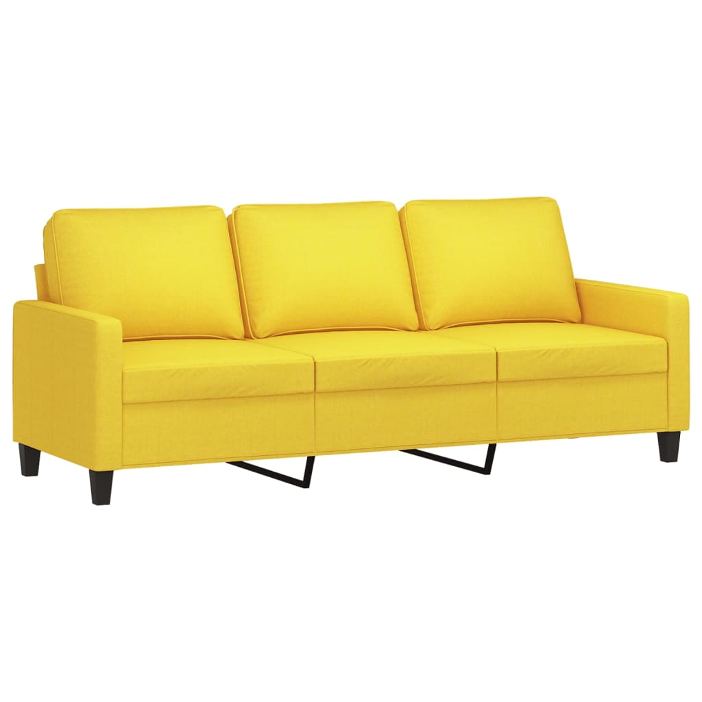 3-delige Loungeset met kussens stof lichtgeel – afbeelding 5