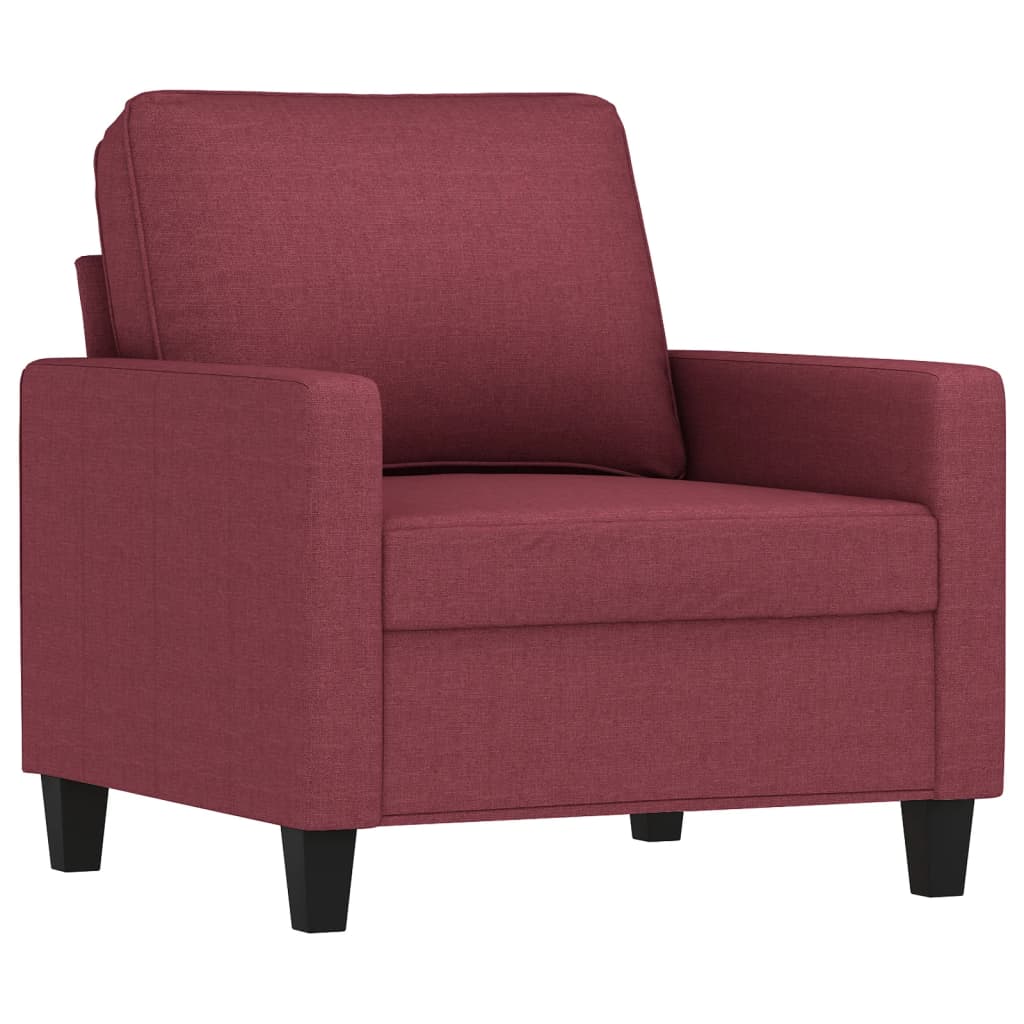 3-delige Loungeset met kussens stof wijnrood – afbeelding 3