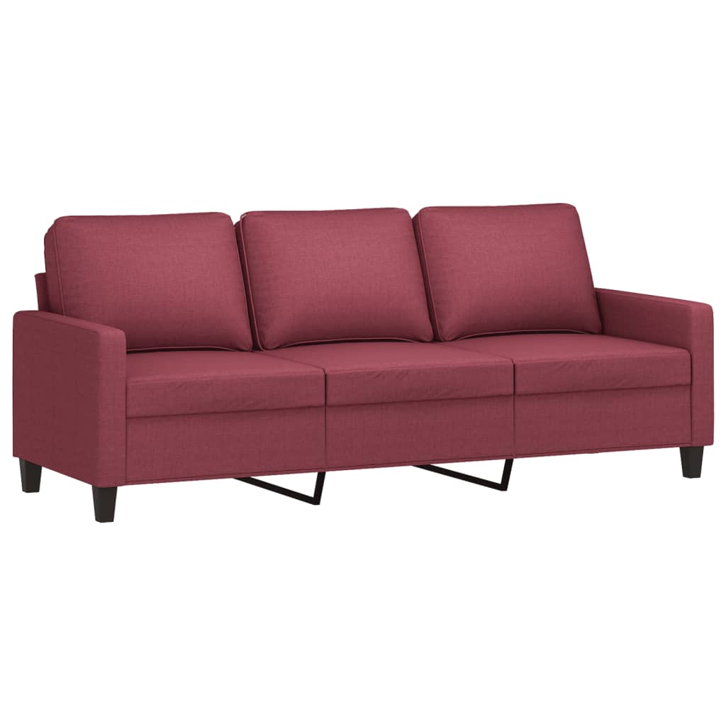 3-delige Loungeset met kussens stof wijnrood – afbeelding 5