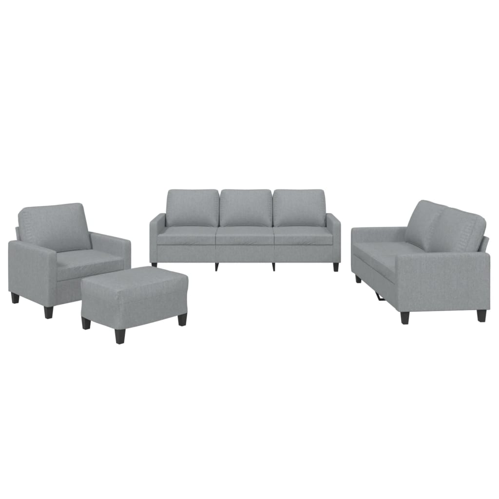 4-delige Loungeset met kussens stof lichtgrijs – afbeelding 2