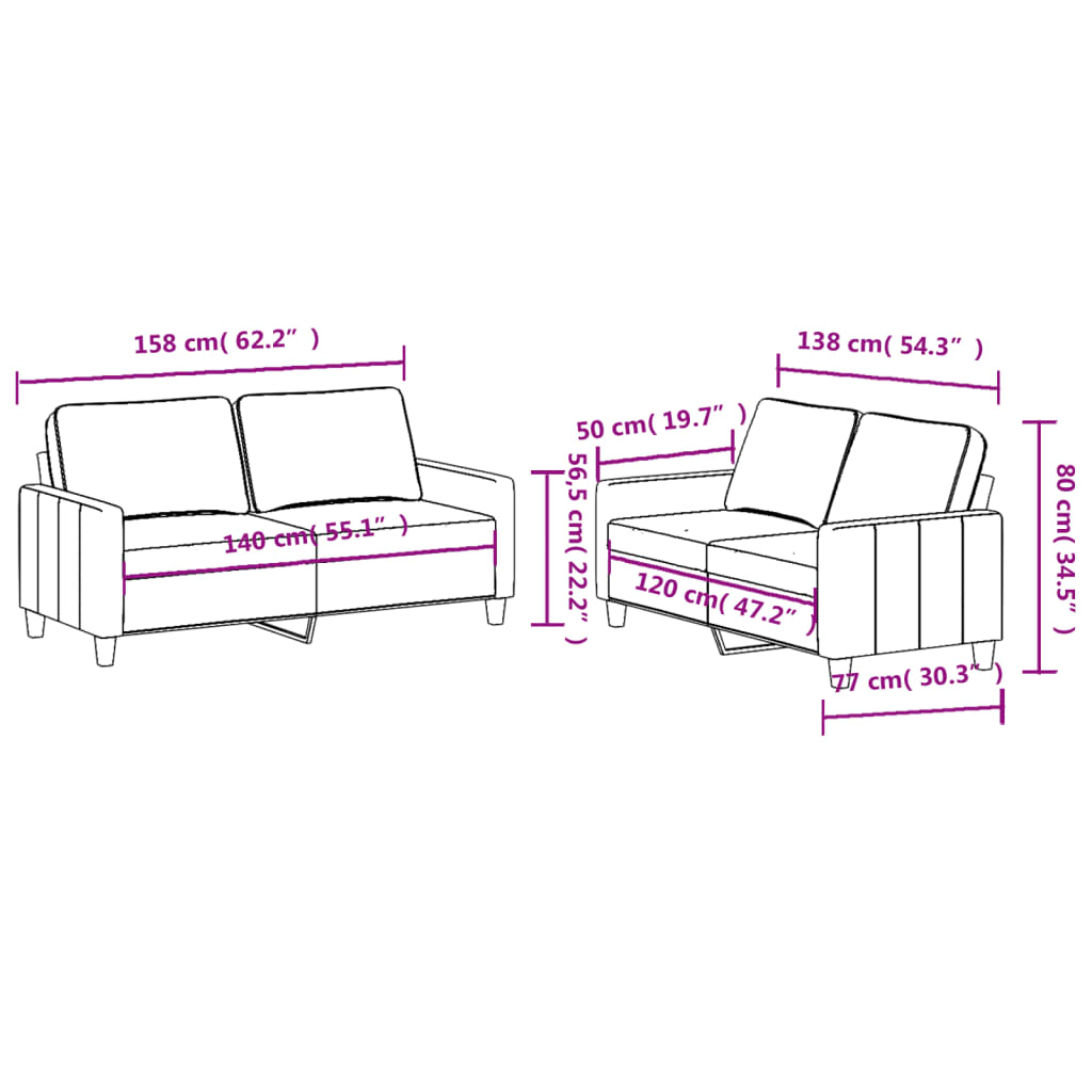 2-delige Loungeset met kussens stof wijnrood – afbeelding 6