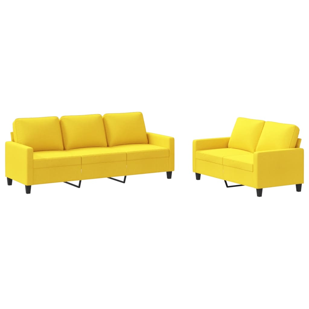 2-delige Loungeset met kussens stof lichtgeel – afbeelding 2