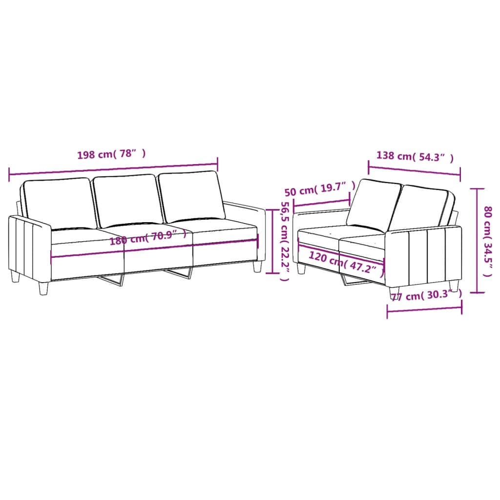 2-delige Loungeset met kussens stof lichtgeel – afbeelding 6