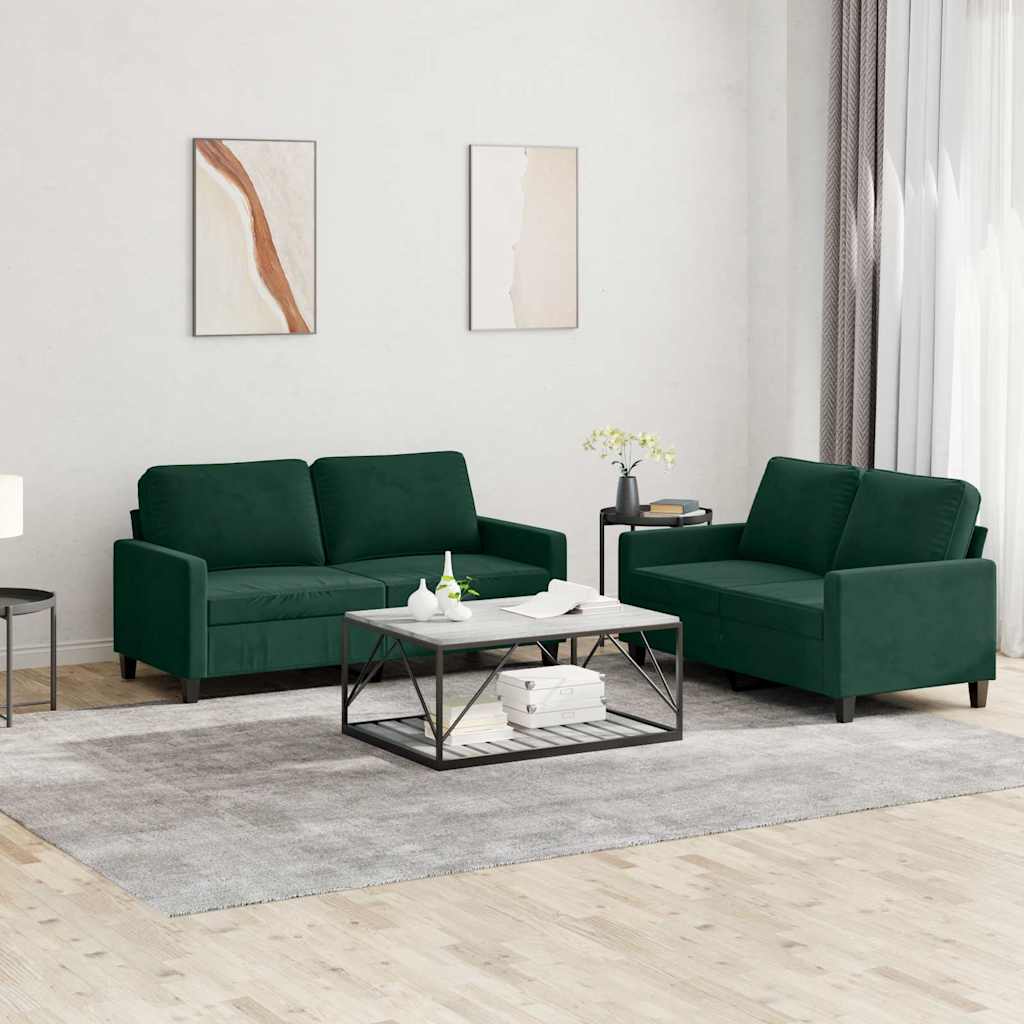 2-delige Loungeset met kussens fluweel donkergroen