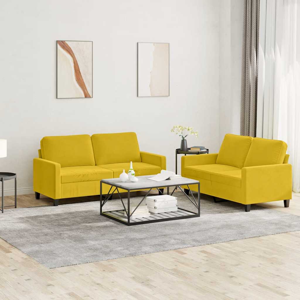 2-delige Loungeset met kussens fluweel geel