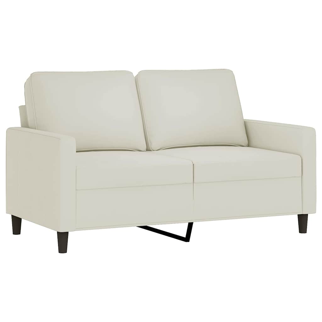 2-delige Loungeset met kussens fluweel crèmekleurig – afbeelding 3