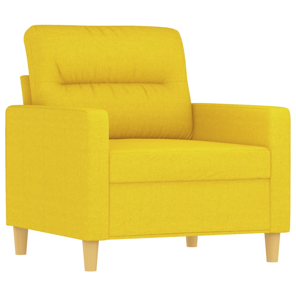3-delige Loungeset met kussens stof lichtgeel – afbeelding 3
