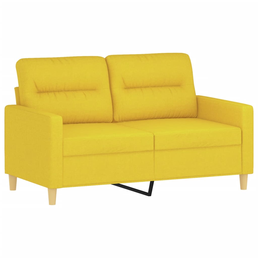 3-delige Loungeset met kussens stof lichtgeel – afbeelding 4