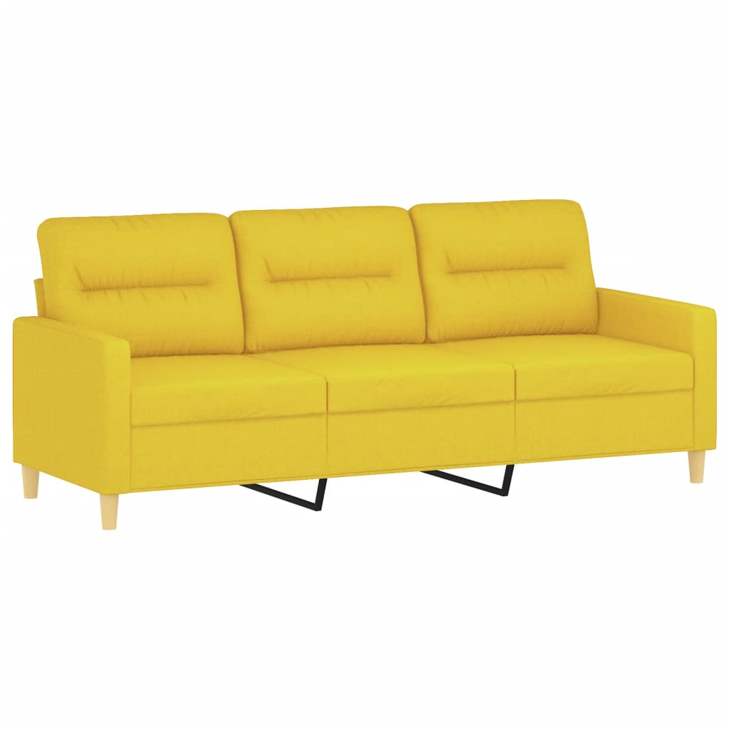 3-delige Loungeset met kussens stof lichtgeel – afbeelding 5