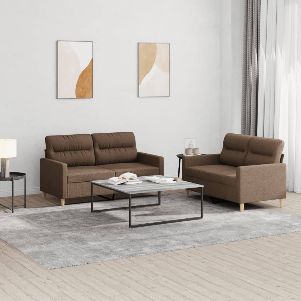 2-delige Loungeset met kussens stof bruin