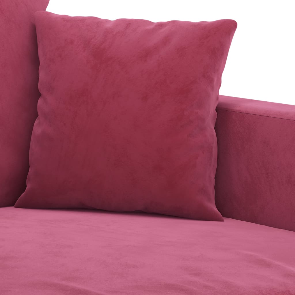 3-delige Loungeset met kussens fluweel wijnrood – afbeelding 6