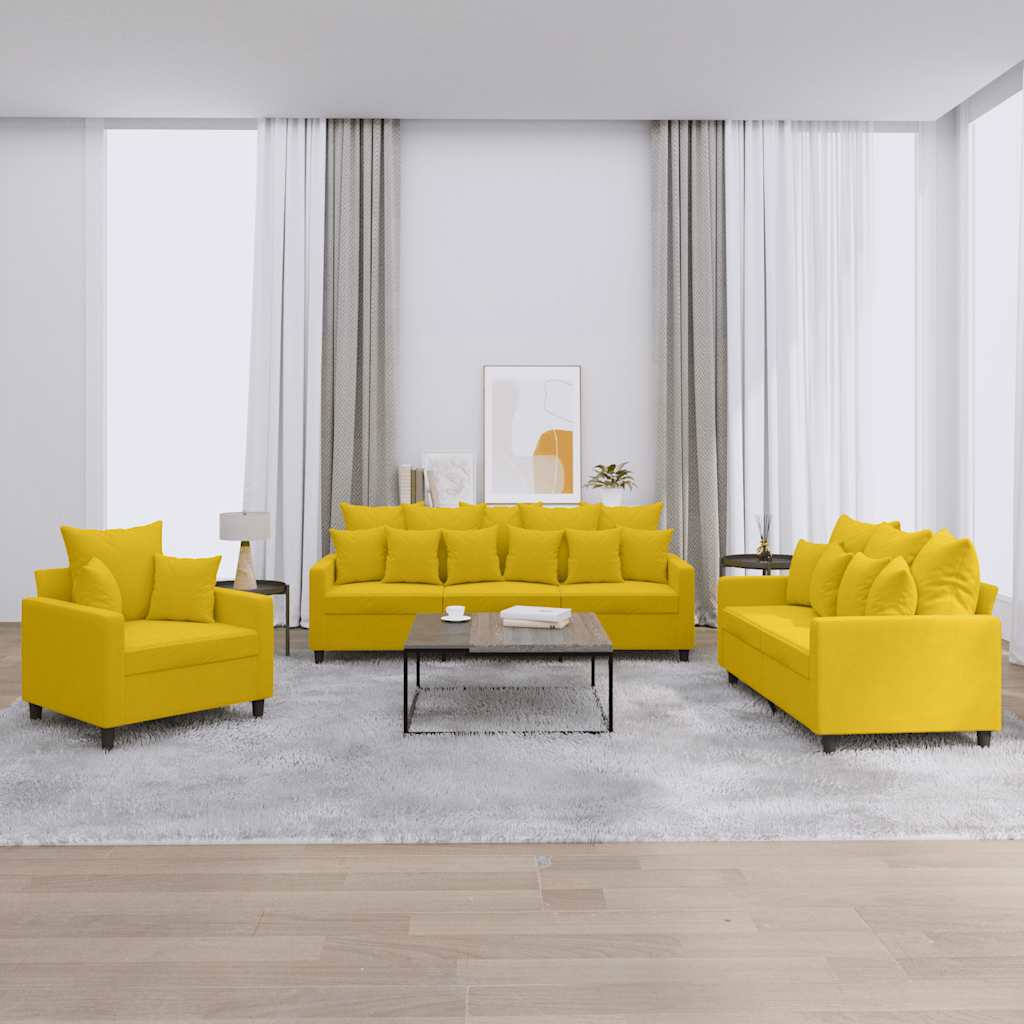 3-delige Loungeset met kussens fluweel geel