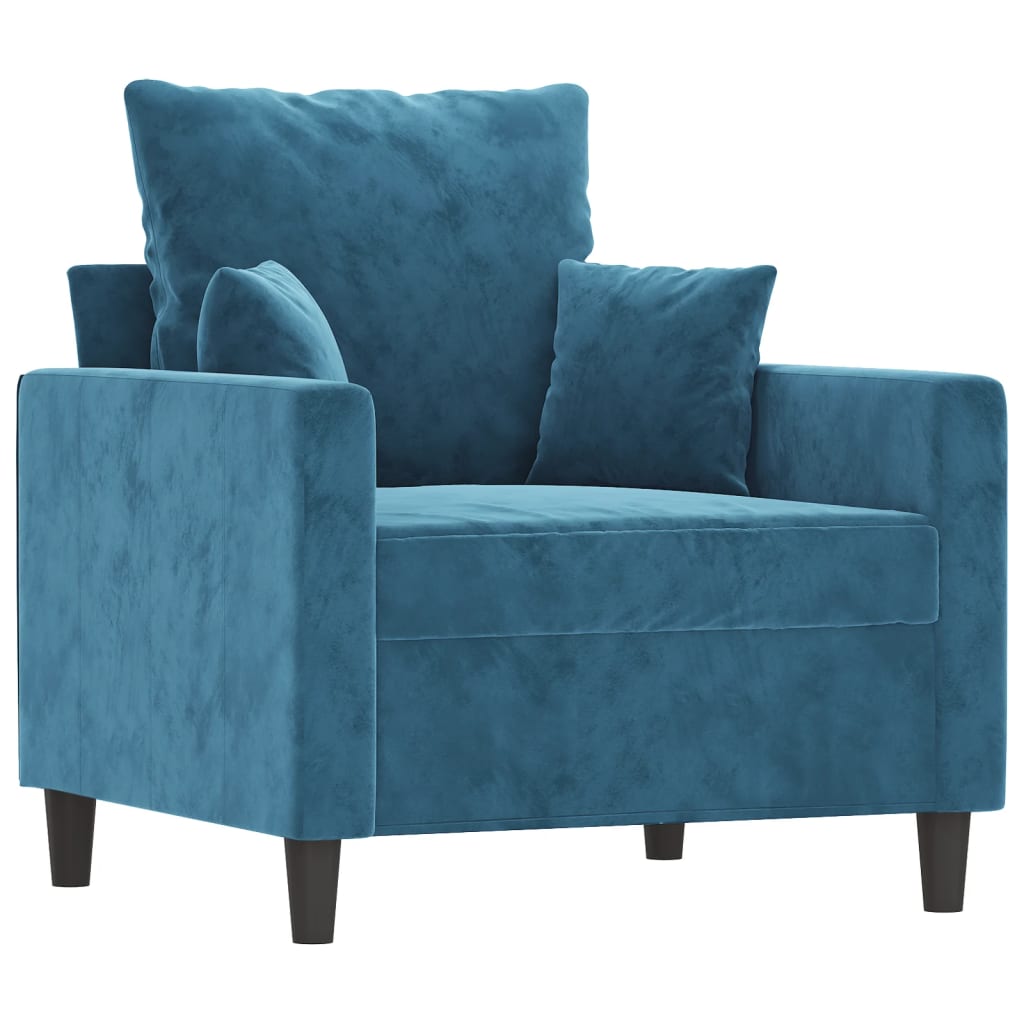 3-delige Loungeset met kussens fluweel blauw – afbeelding 3