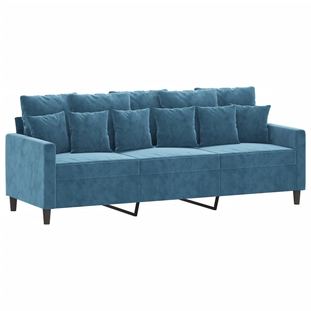 3-delige Loungeset met kussens fluweel blauw – afbeelding 5
