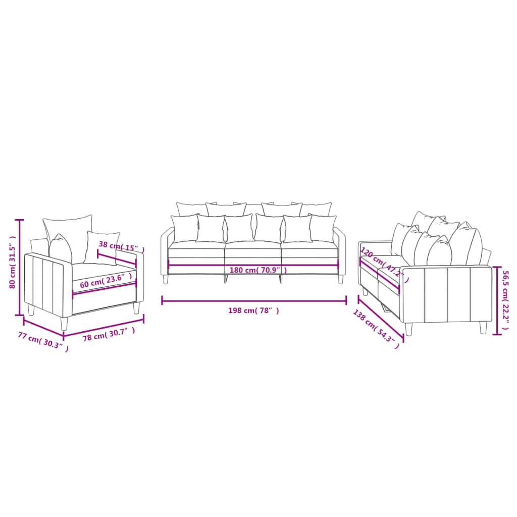 3-delige Loungeset met kussens fluweel blauw – afbeelding 8