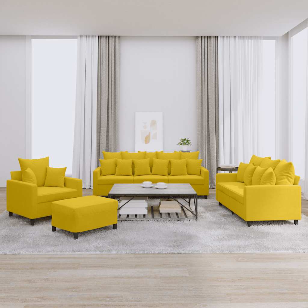4-delige Loungeset met kussens fluweel geel