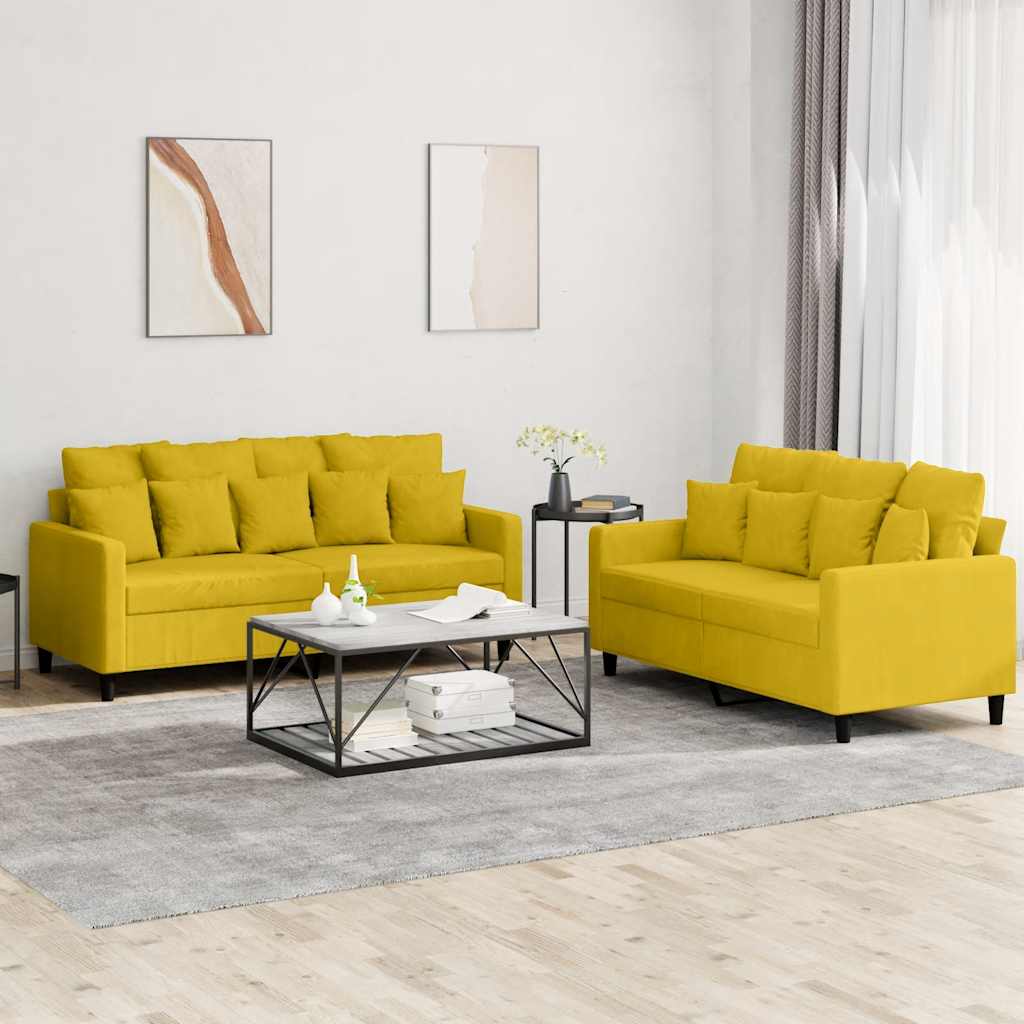 2-delige Loungeset met kussens fluweel geel