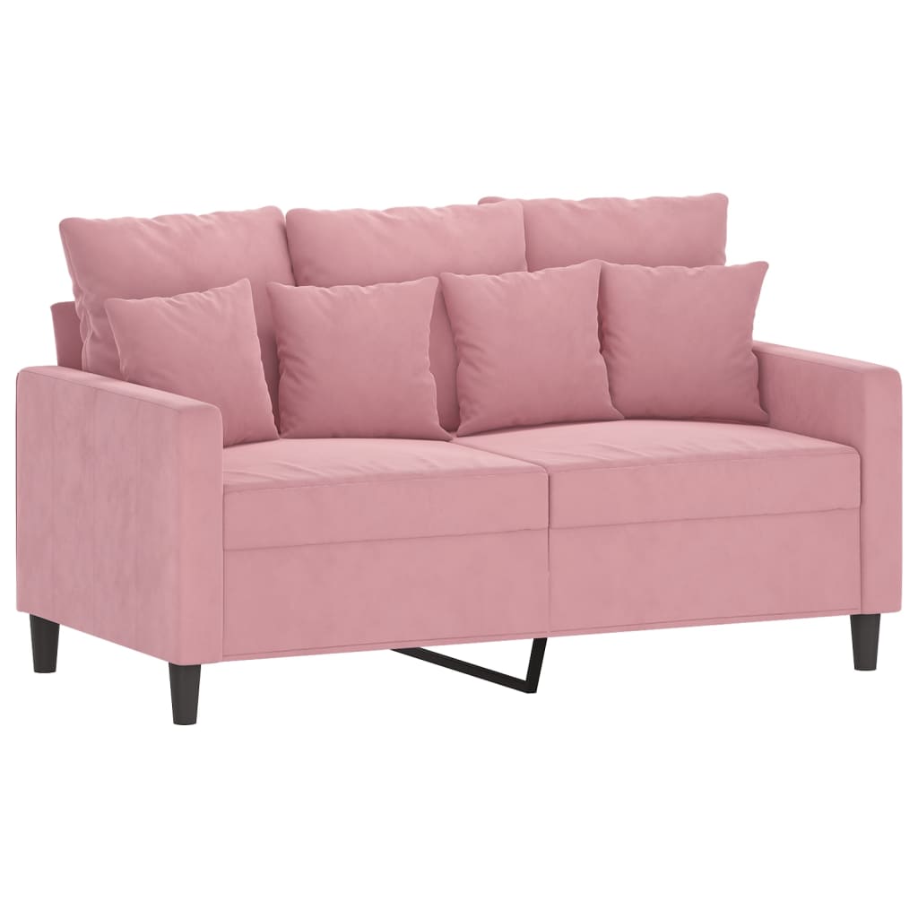 3-delige Loungeset met kussens fluweel roze – afbeelding 3
