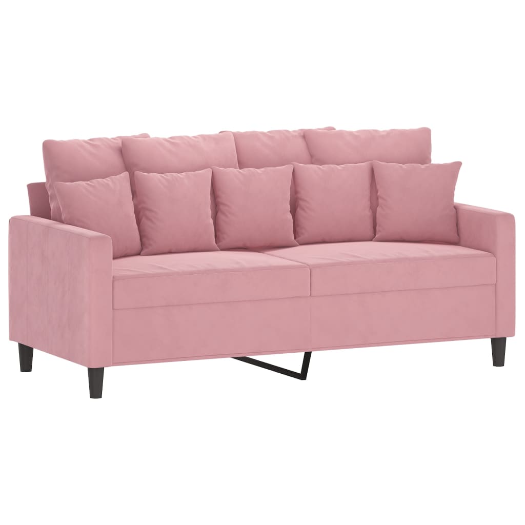 3-delige Loungeset met kussens fluweel roze – afbeelding 4