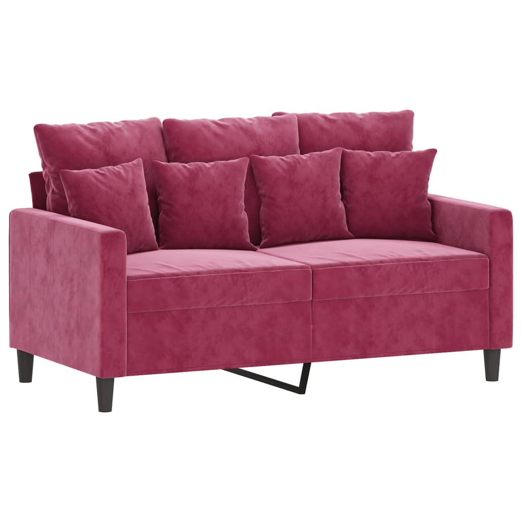 2-delige Loungeset met kussens fluweel wijnrood – afbeelding 3