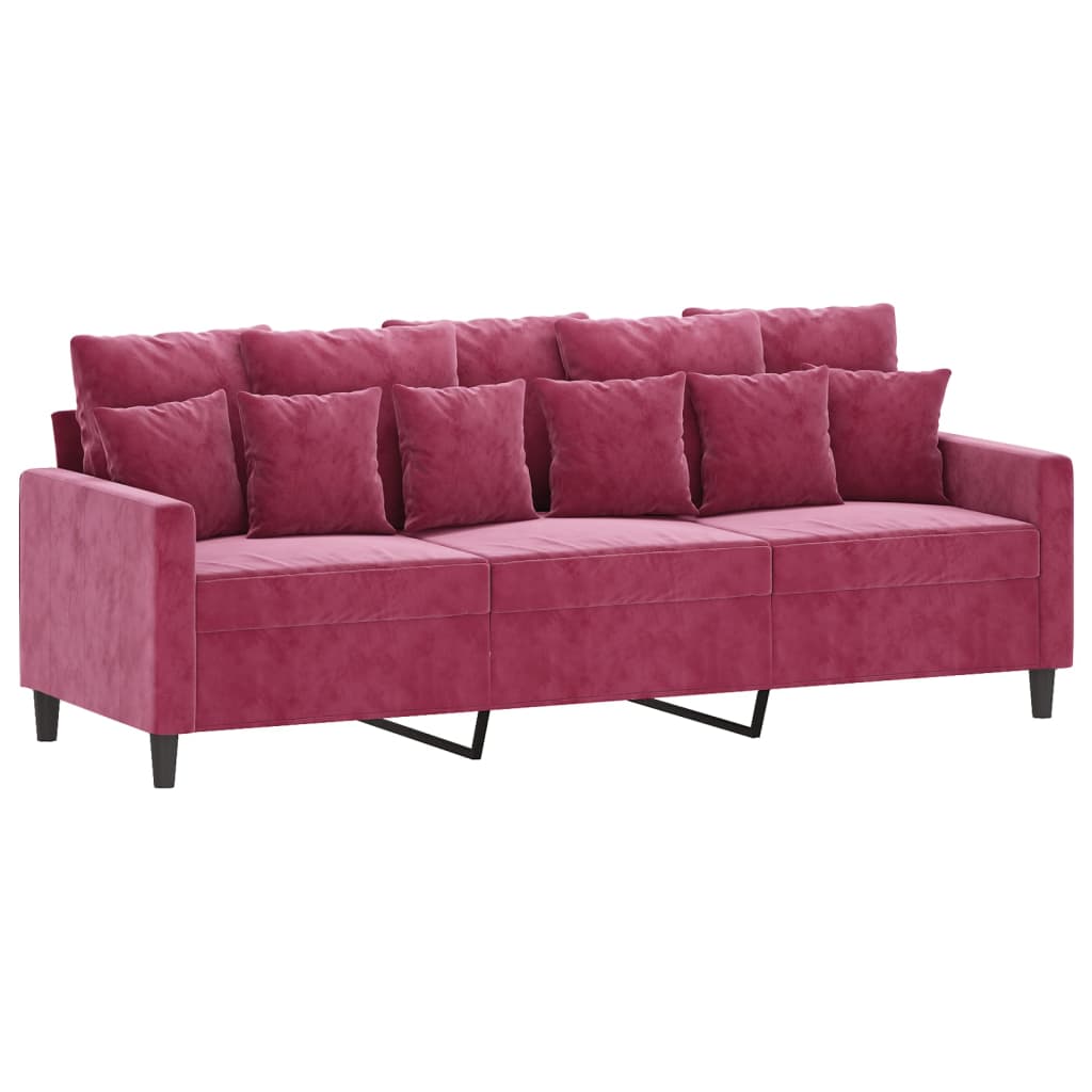 2-delige Loungeset met kussens fluweel wijnrood – afbeelding 4