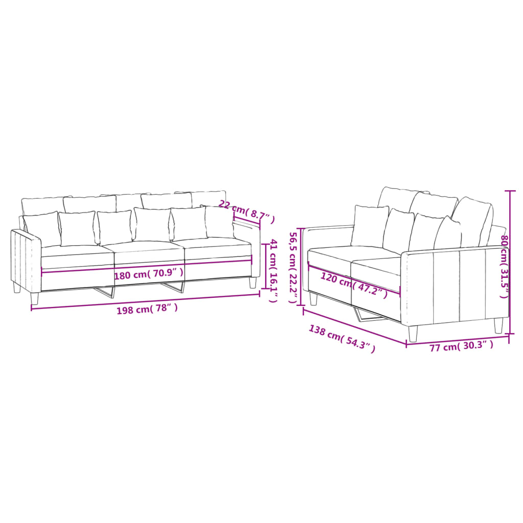 2-delige Loungeset met kussens fluweel wijnrood – afbeelding 7
