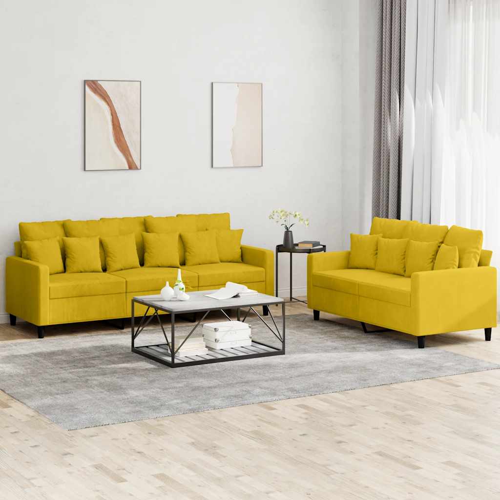 2-delige Loungeset met kussens fluweel geel