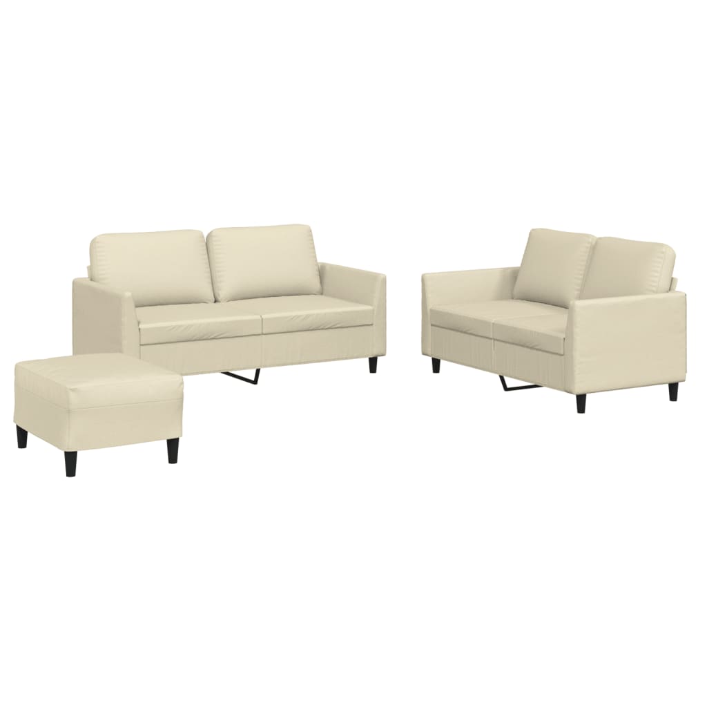 3-delige Loungeset met kussens kunstleer crème – afbeelding 2