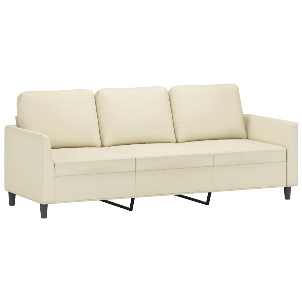 2-delige Loungeset met kussens kunstleer crème – afbeelding 4
