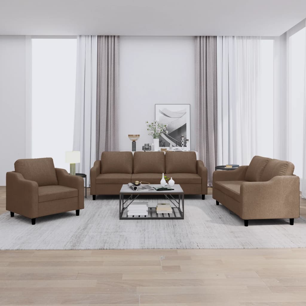4-delige Loungeset met kussens stof bruin – afbeelding 1