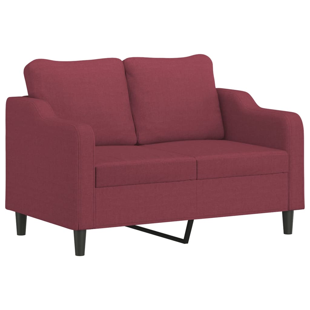 3-delige Loungeset met kussens stof wijnrood – afbeelding 4