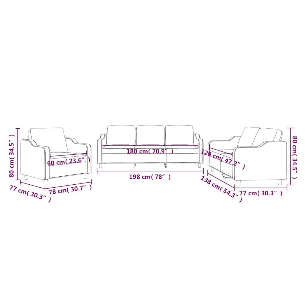 3-delige Loungeset met kussens stof wijnrood – afbeelding 8