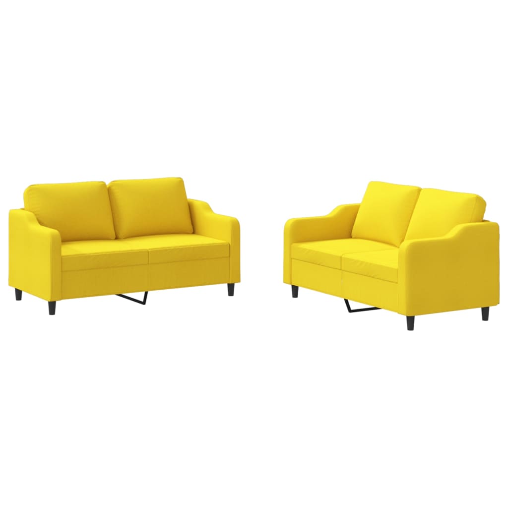 2-delige Loungeset met kussens stof lichtgeel – afbeelding 2
