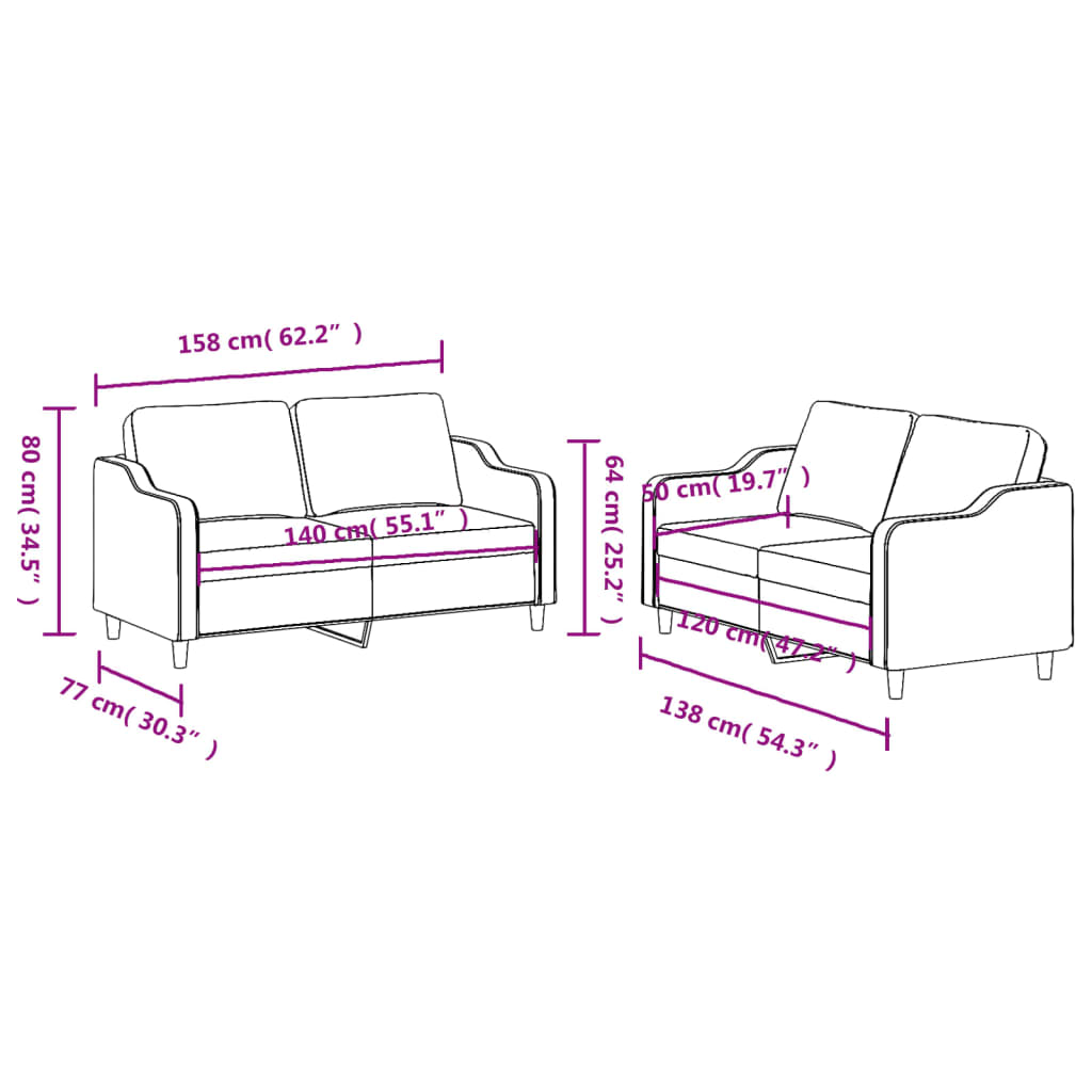 2-delige Loungeset met kussens stof lichtgeel – afbeelding 6
