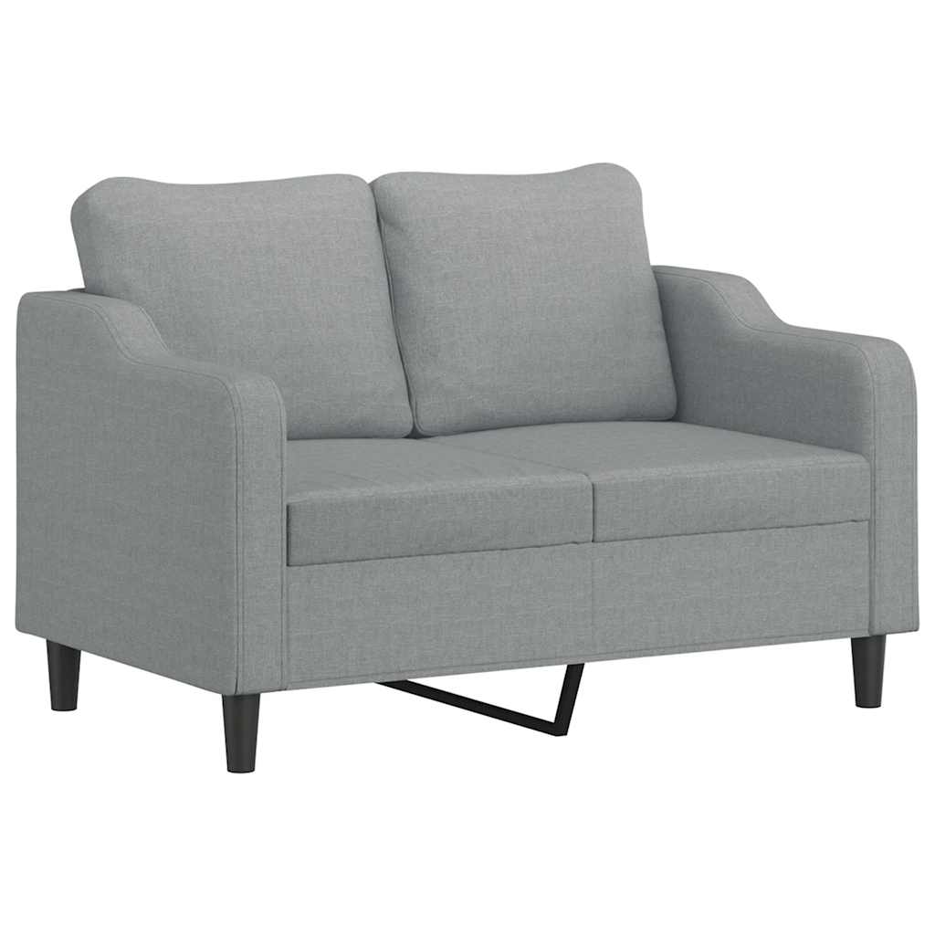 2-delige Loungeset met kussens stof lichtgrijs – afbeelding 3