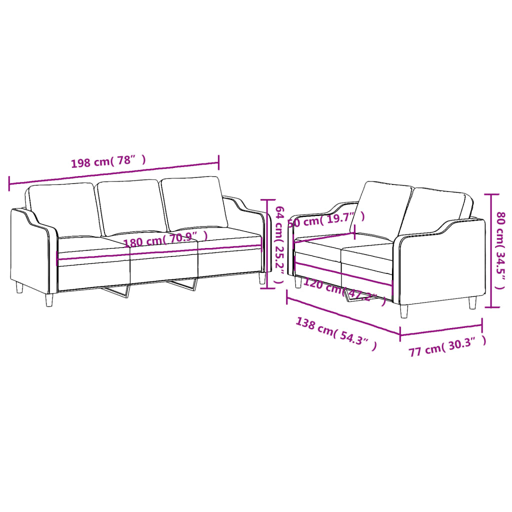2-delige Loungeset met kussens stof lichtgrijs – afbeelding 6