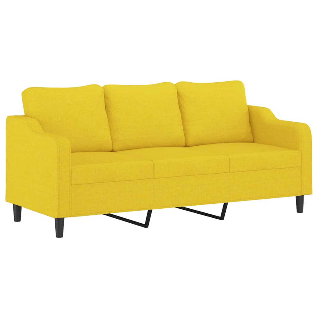 3-delige Loungeset met kussens stof lichtgeel – afbeelding 4
