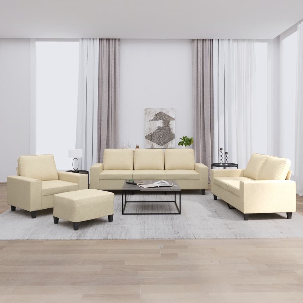 4-delige Loungeset stof crèmekleurig – afbeelding 1