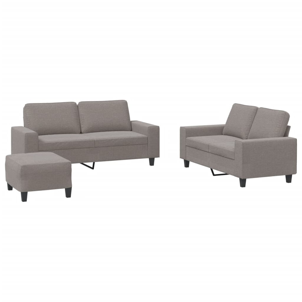 3-delige Loungeset stof taupe – afbeelding 2