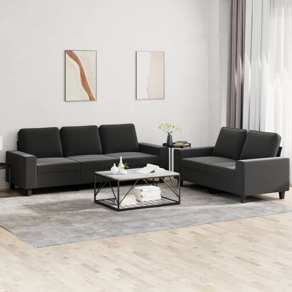 2-delige Loungeset stof zwart – afbeelding 1