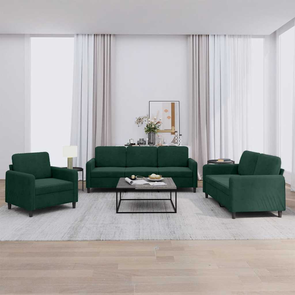 3-delige Loungeset fluweel donkergroen
