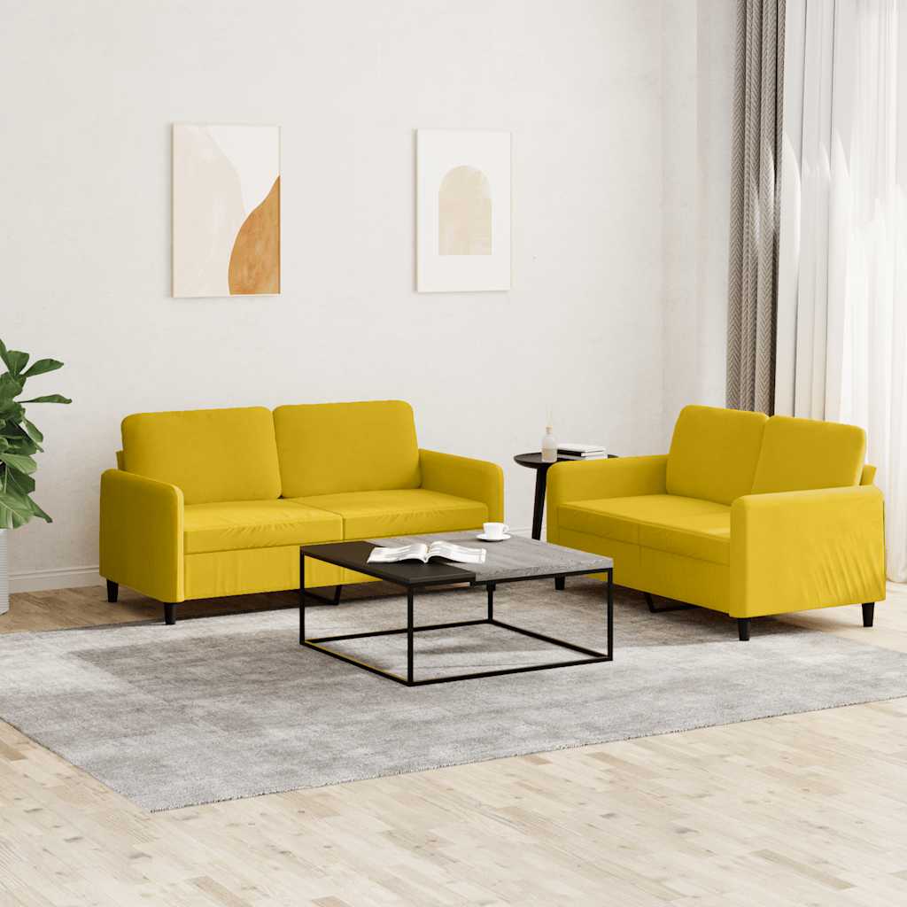 2-delige Loungeset fluweel geel – afbeelding 1