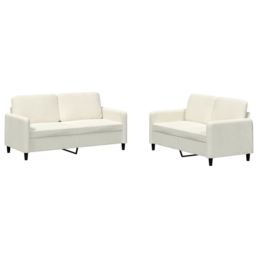 2-delige Loungeset fluweel crèmekleurig – afbeelding 2