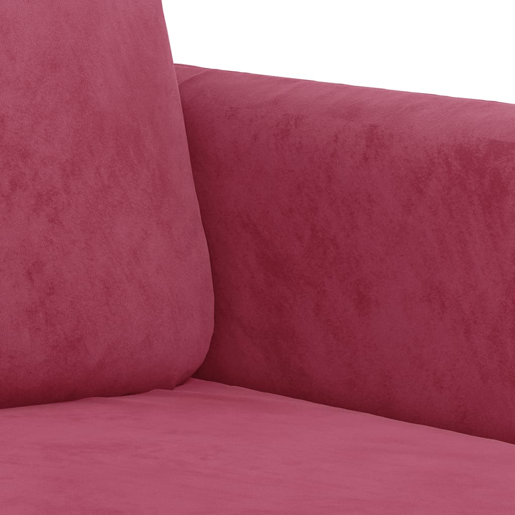 3-delige Loungeset fluweel wijnrood – afbeelding 6
