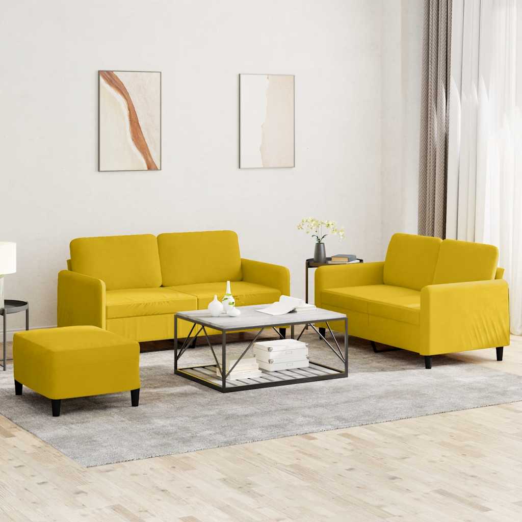 3-delige Loungeset fluweel geel