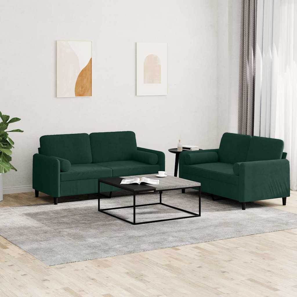 2-delige Loungeset met kussens fluweel donkergroen