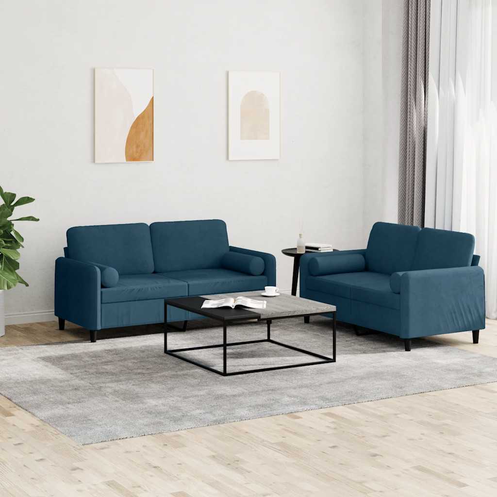 2-delige Loungeset met kussens fluweel blauw