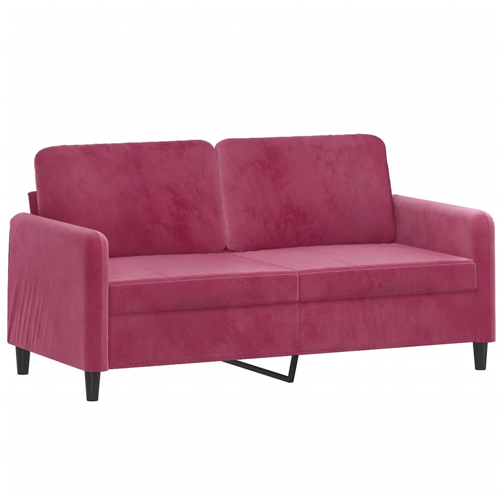 3-delige Loungeset met kussens fluweel wijnrood – afbeelding 4